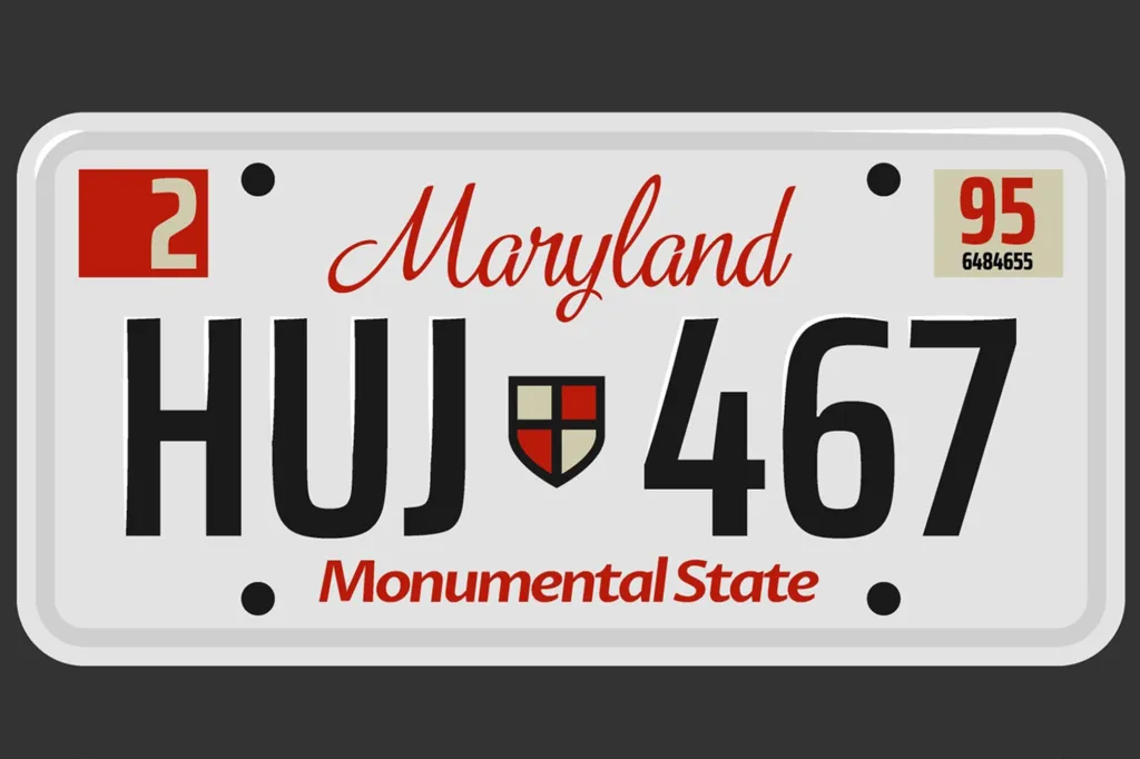Illustration of a Maryland license plate with 