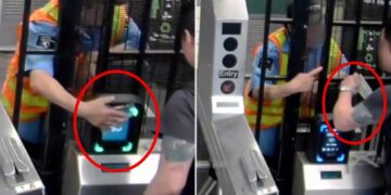 NYC subway guard hired to fight fare evasion caught on camera taking cash to open gates