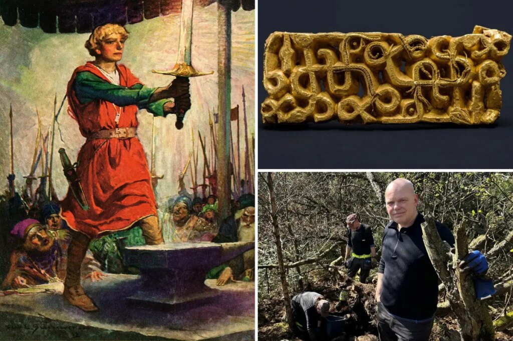 Hiker uncovers 1,500-year-old gold sword relic similar to Excalibur hidden under tree