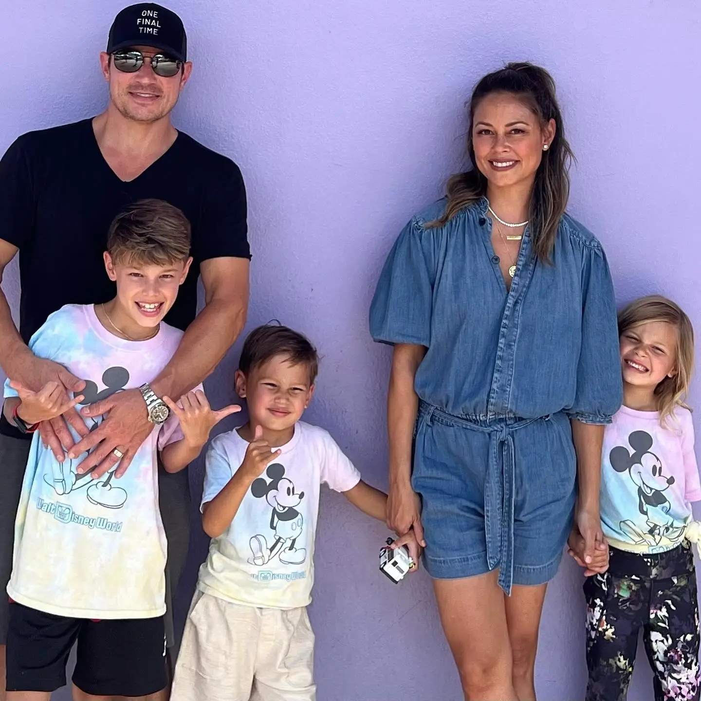 Nick Lachey and Vanessa Lachey with their three children.