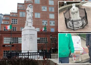 Vandals mount toilet to toppled Christopher Columbus statue as activist fumes over lack of investigation: ‘Blatant racism’