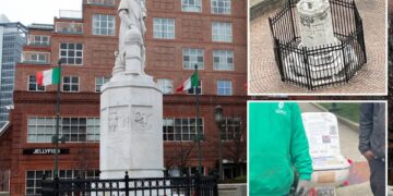 Vandals mount toilet to toppled Christopher Columbus statue as activist fumes over lack of investigation: ‘Blatant racism’