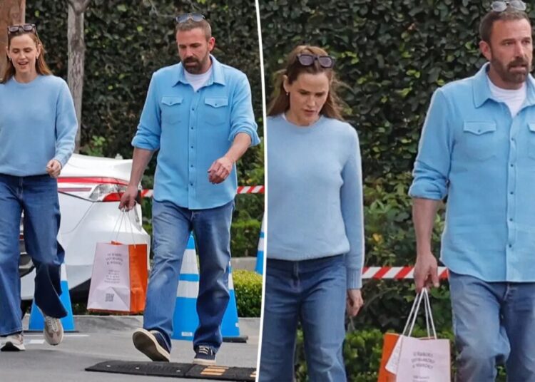 Exes Ben Affleck and Jennifer Garner match in blue as they reunite for LA outing