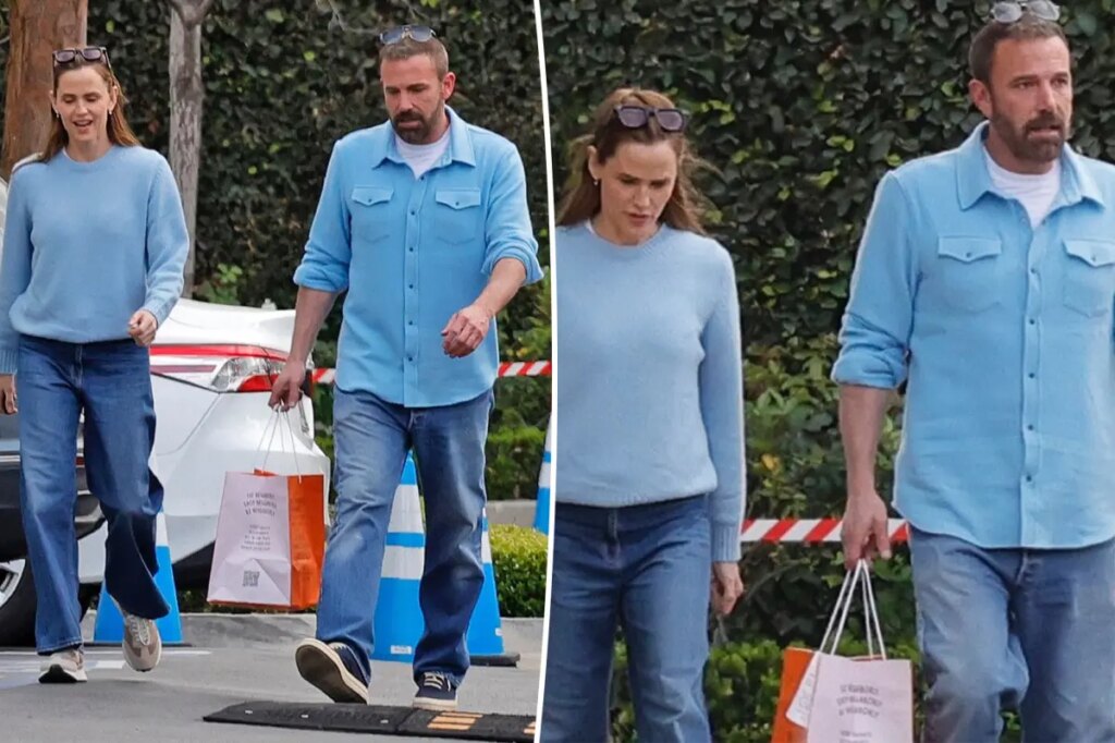 Exes Ben Affleck and Jennifer Garner match in blue as they reunite for LA outing