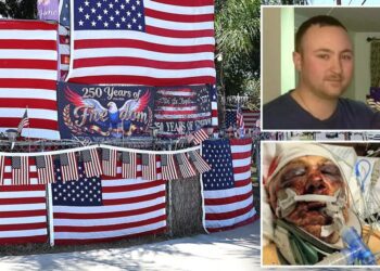 ‘Trump House’ attacker gives ice cold stare in court as victim fights for his life