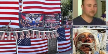 ‘Trump House’ attacker gives ice cold stare in court as victim fights for his life