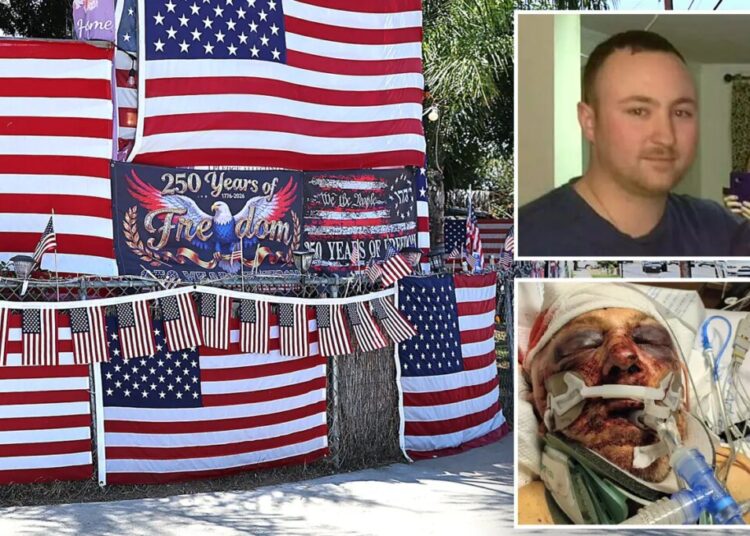 ‘Trump House’ attacker gives ice cold stare in court as victim fights for his life