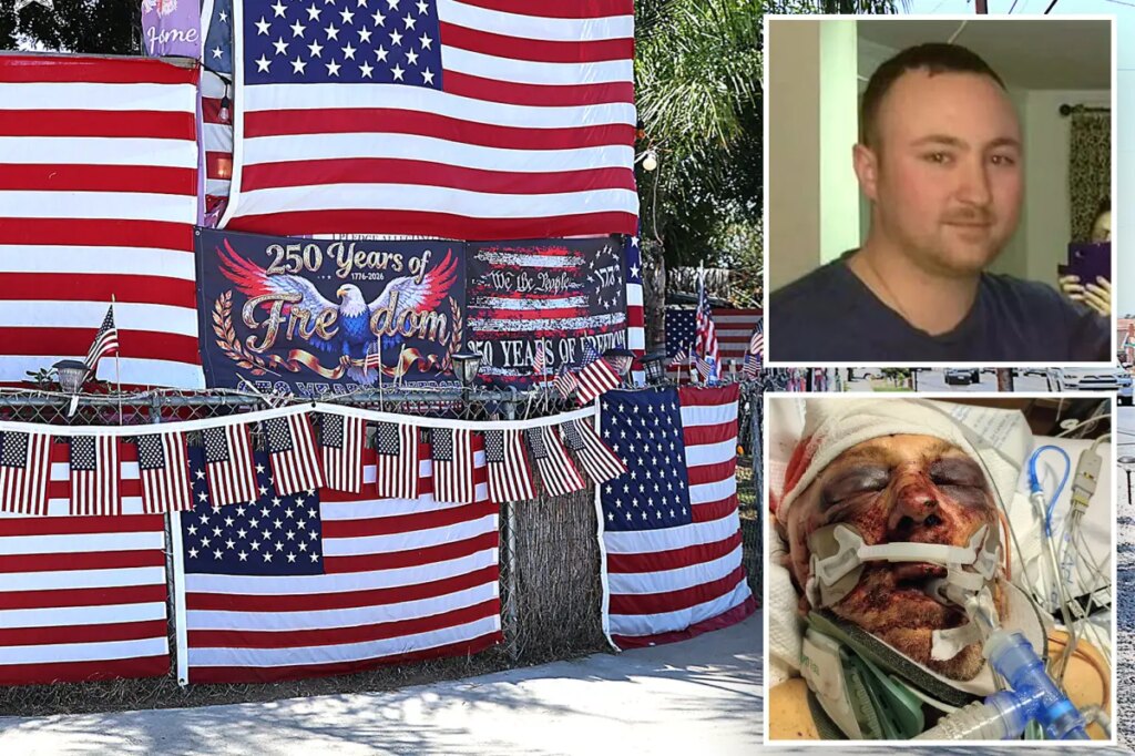 ‘Trump House’ attacker gives ice cold stare in court as victim fights for his life