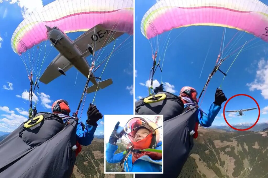 Paraglider fights for her life after being clipped by plane in heart-pounding first-person footage