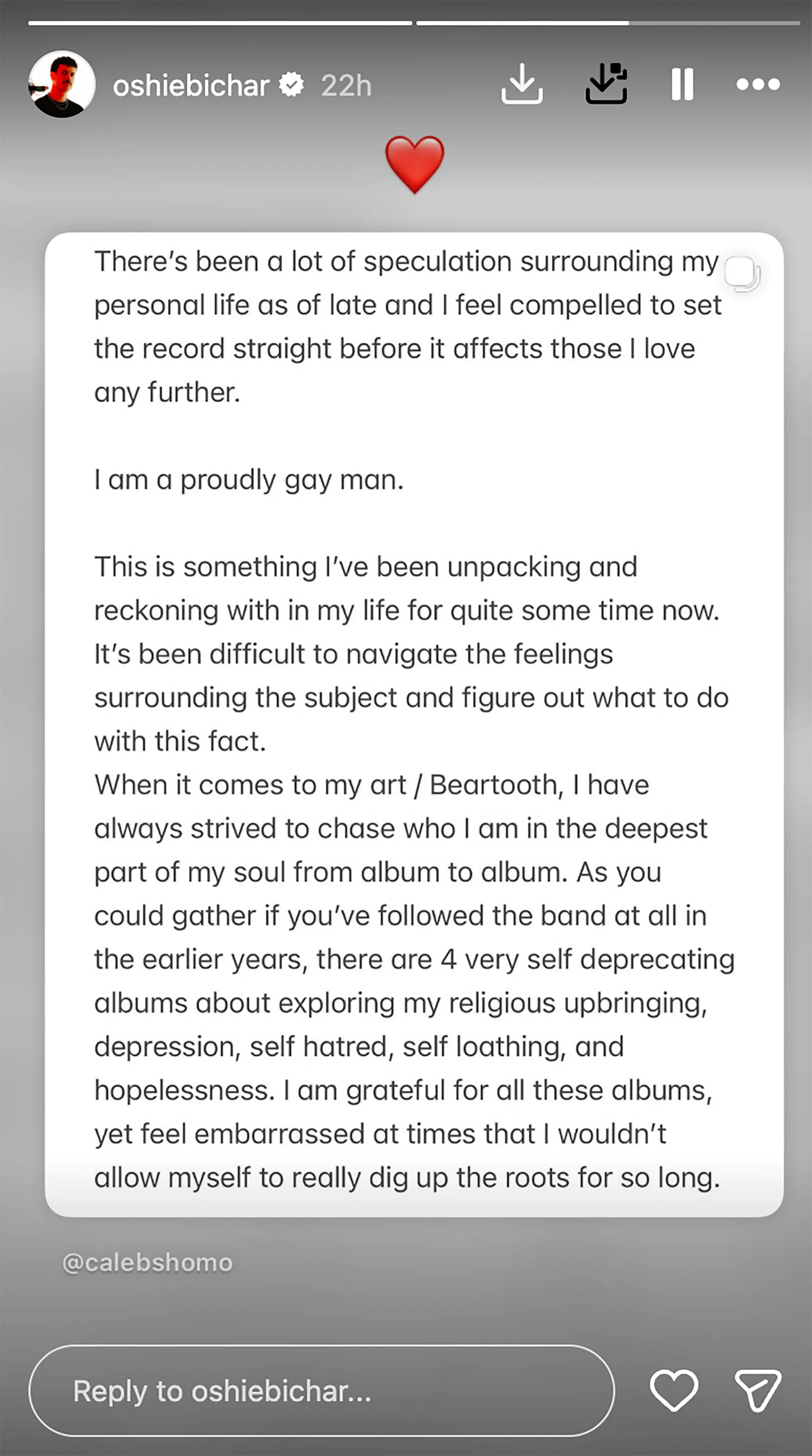 A social media post from stating 