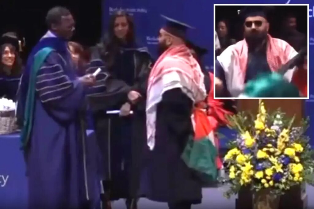 Lefty California college issues ultimatum to Palestinian-flag-carrying graduate at diploma ceremony