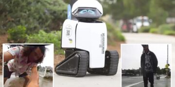 City robots doused in beer and violently attacked as police hunt suspects
