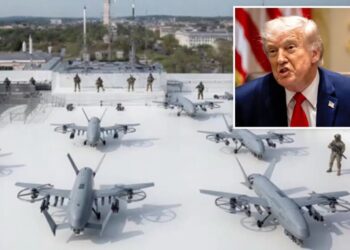 Trump shows off plans for drone port on top of White House ballroom