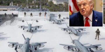 Trump shows off plans for drone port on top of White House ballroom