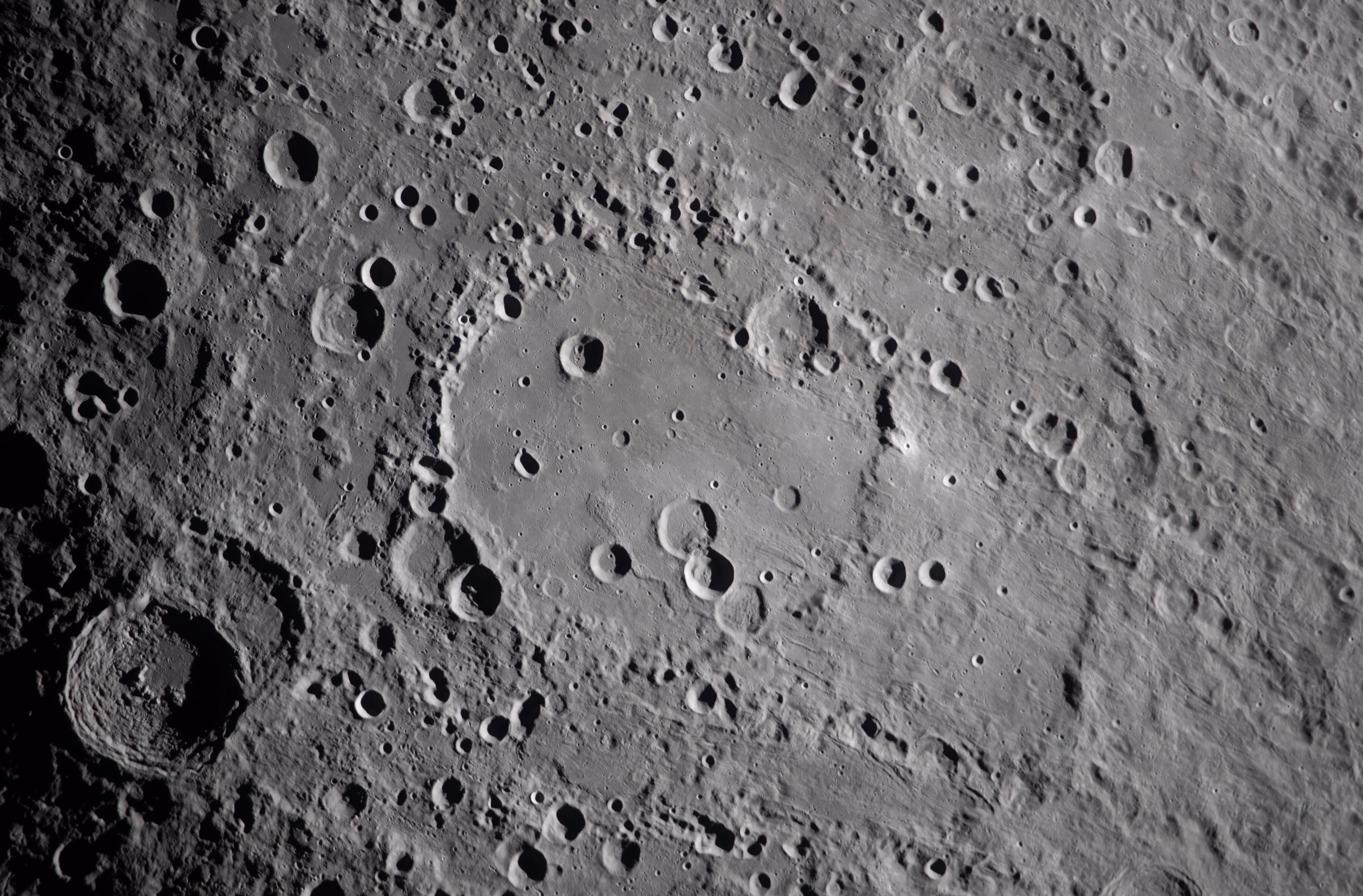 Many craters on the lunar surface