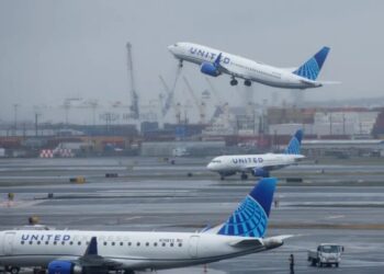 ‘A major catastrophe was avoided by feet’: A United Airlines plane hits a truck and light pole while landing at Newark airport