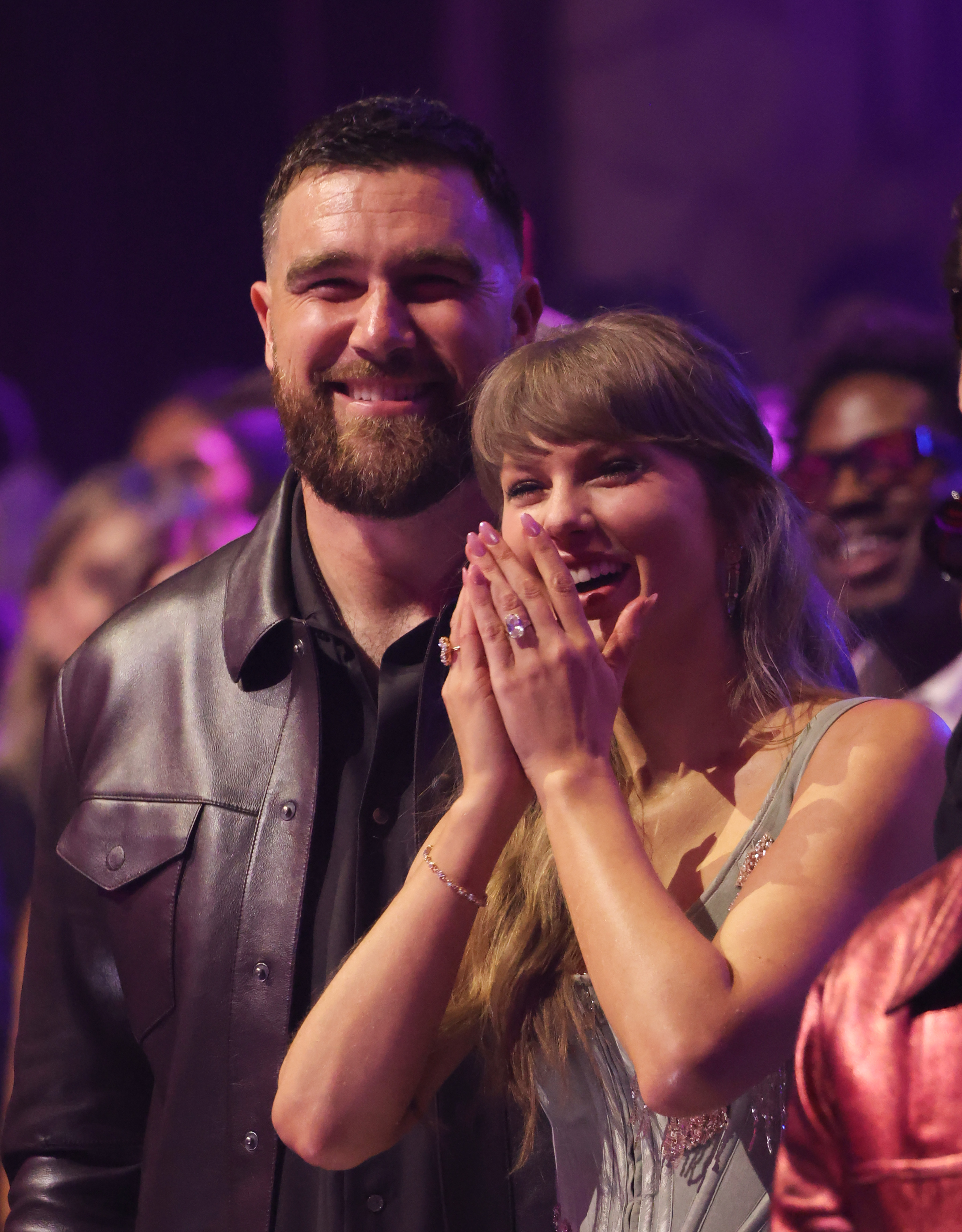 Travis Kelce and Taylor Swift at the iHeartRadio Music Awards.