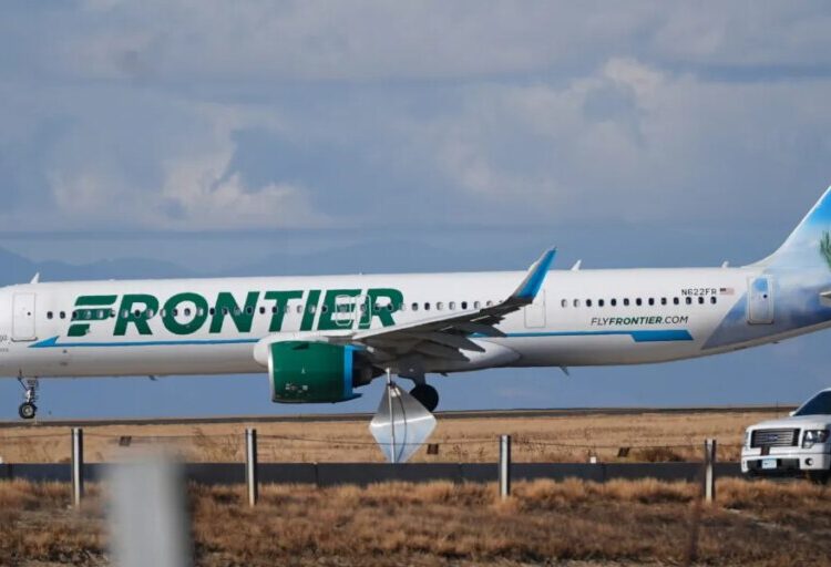 Pedestrian who jumped Denver airport fence dies after being hit by Frontier Airlines plane, sparking an engine fire and forcing passengers to evacuate