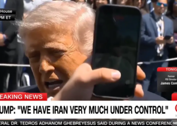 Chaotic moment disrupts Trump’s press gaggle as heckler shouts ‘stop the bloodshed!’