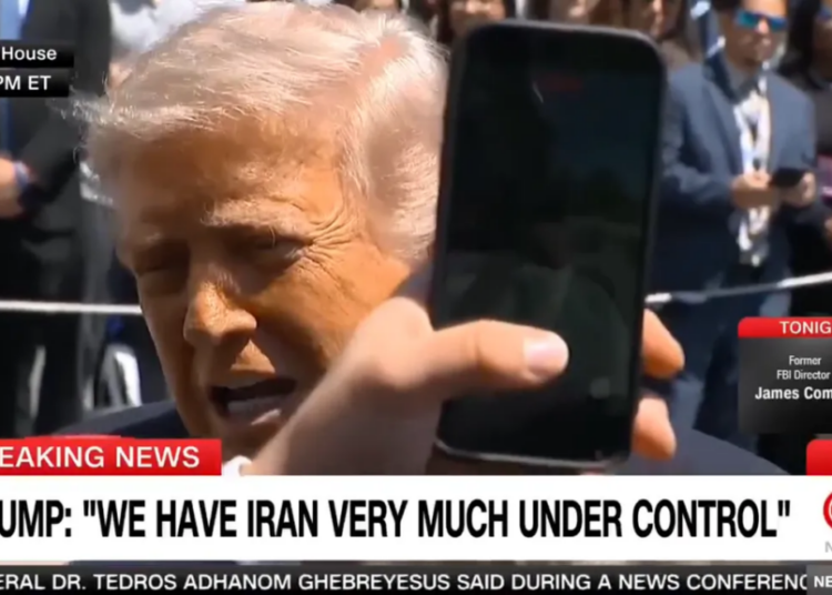 Chaotic moment disrupts Trump’s press gaggle as heckler shouts ‘stop the bloodshed!’