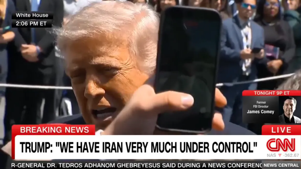 Chaotic moment disrupts Trump’s press gaggle as heckler shouts ‘stop the bloodshed!’