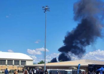 Four crew members ejected safely after two Navy jets collide and crash during air show in Idaho