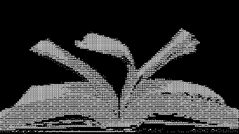 Pixellated animation of a book rapidly flipping pages