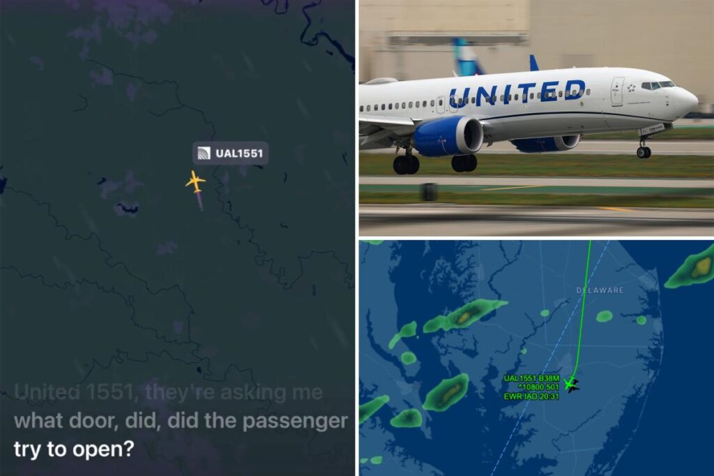 United Airlines passenger tries to open plane door at 36,000 feet, assaulted traveler on flight from Newark