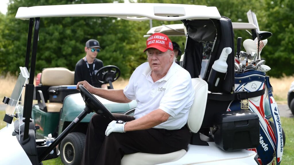 Trump’s golf schedule hurled in his face as he claims he’s too busy for his son’s wedding