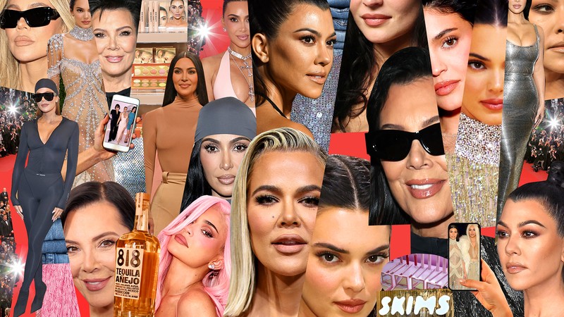 A photo collage of members of the Kardashian family