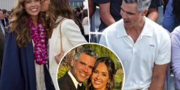 Jessica Alba and ex-husband Cash Warren awkwardly keep their distance at daughter’s graduation
