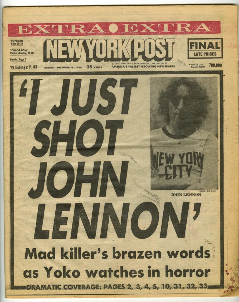Front page of the New York Post with the headline 