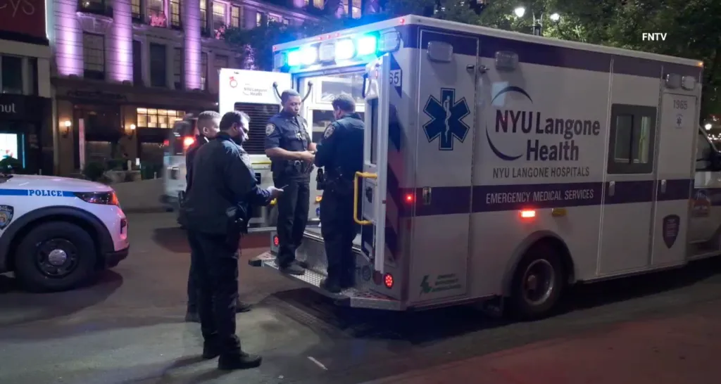 The wounded victim took a southbound train to 34th Street-Herald Square, where he flagged down cops, police said. 