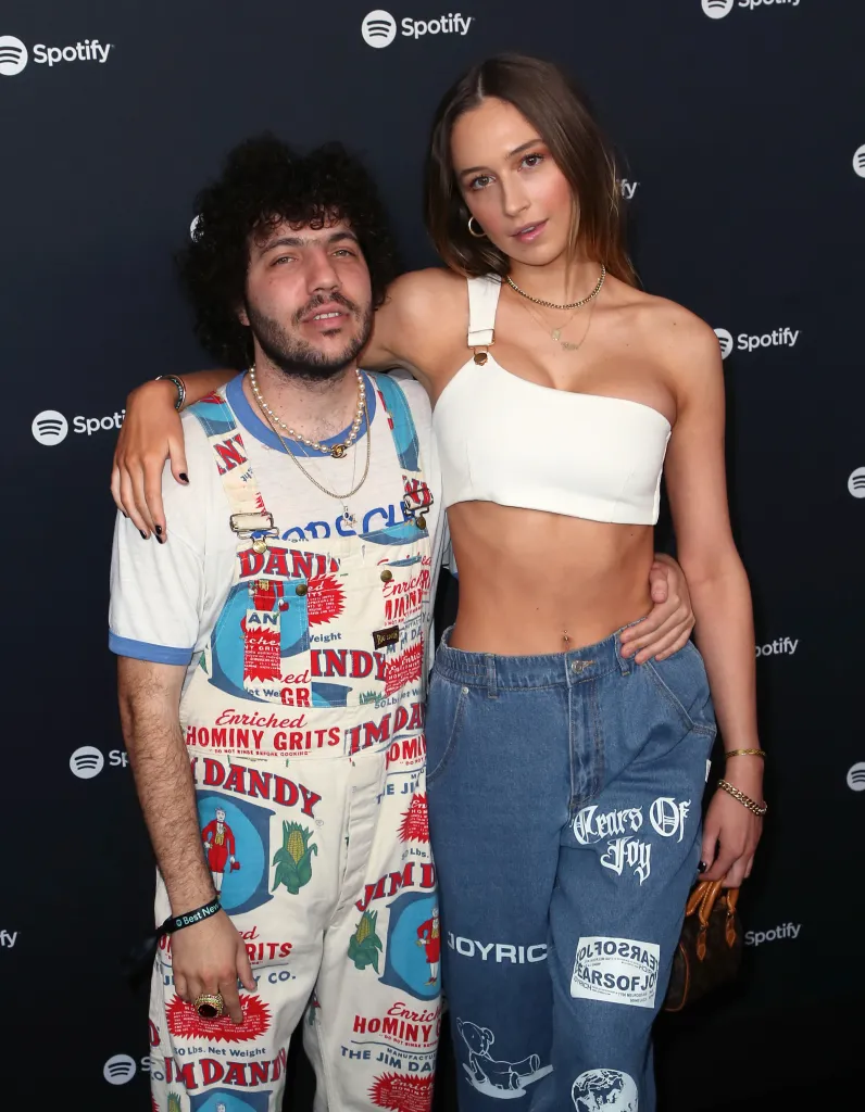 Benny Blanco and Elsie Hewitt posing together at the Spotify Best New Artist 2020 Party.