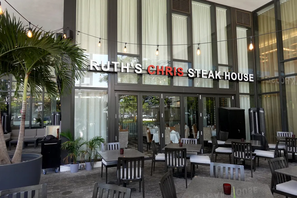 Exterior of Ruth's Chris Steak House in Miami, Florida.