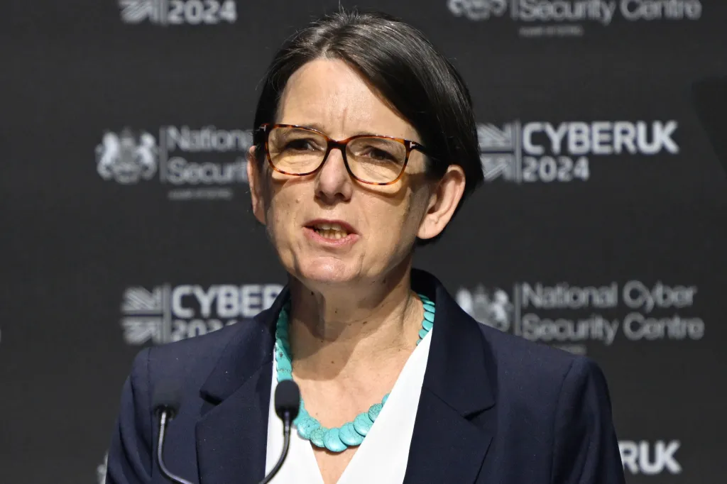 Anne Keast-Butler, Director, GCHQ speaks during the CYBERUK 2024 at Birmingham ICC Arena on May 14, 2024 in Birmingham, England.
