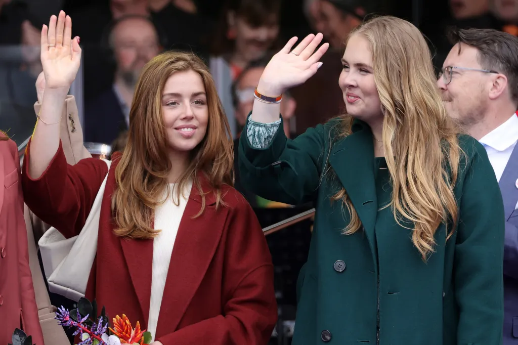 Princesses Alexia and Amalia attend a King's Day celebration in Emmen, The Netherlands, on April 27, 2024.
