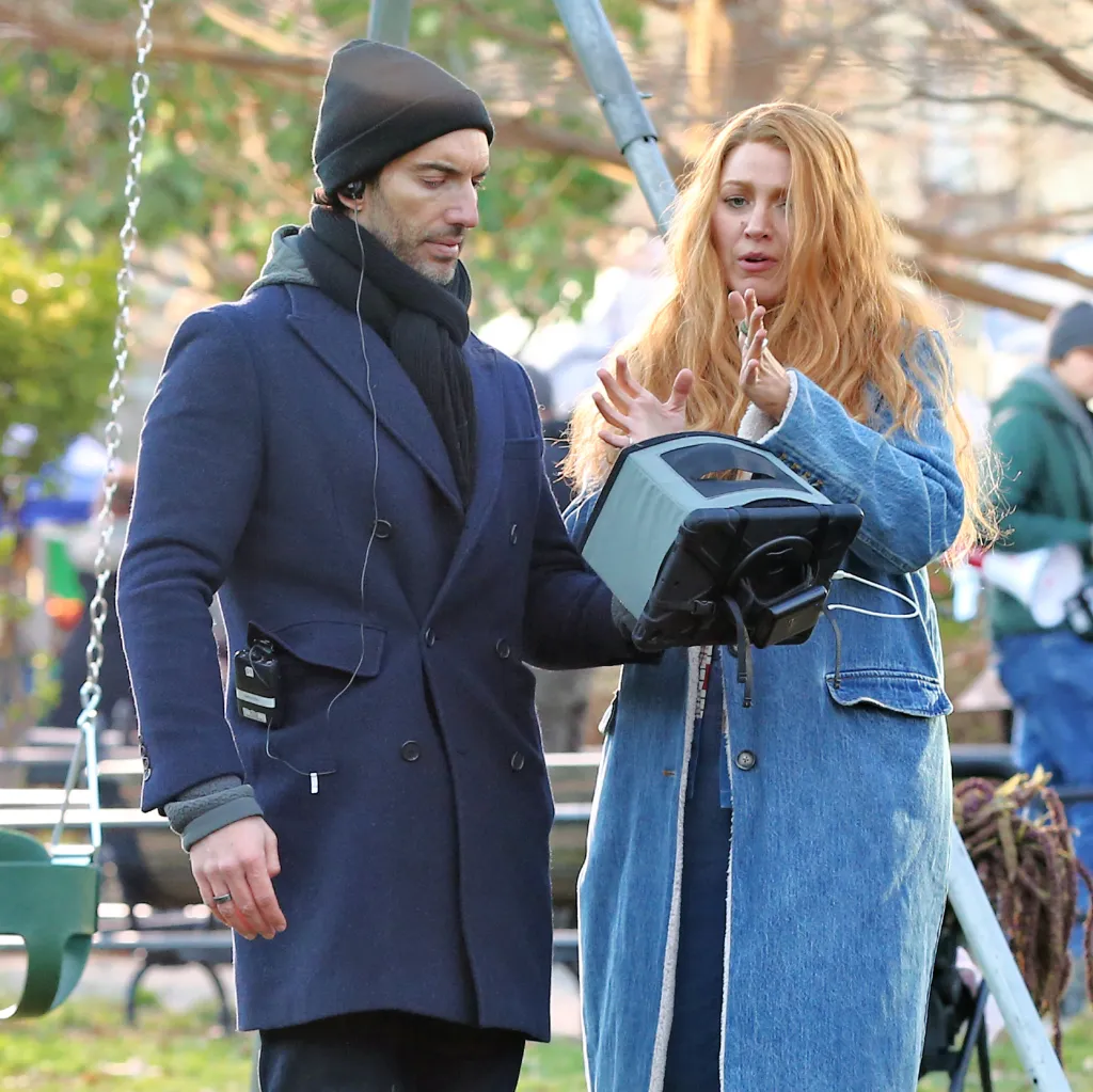 Blake Lively and Justin Baldoni in a heated discussion on the set of 