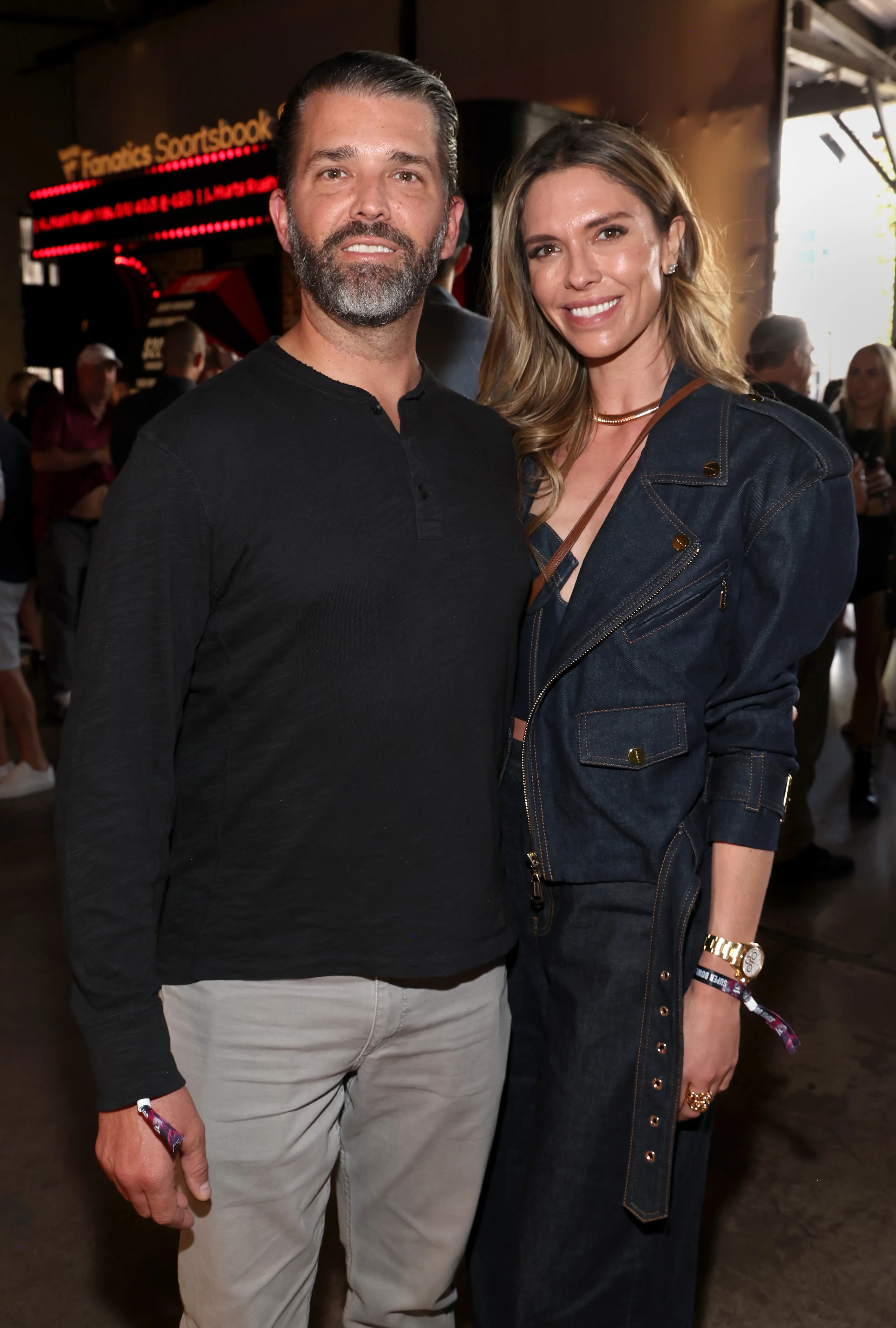 Donald Trump Jr. and Bettina Anderson at Michael Rubin's 2025 Fanatics Super Bowl Party