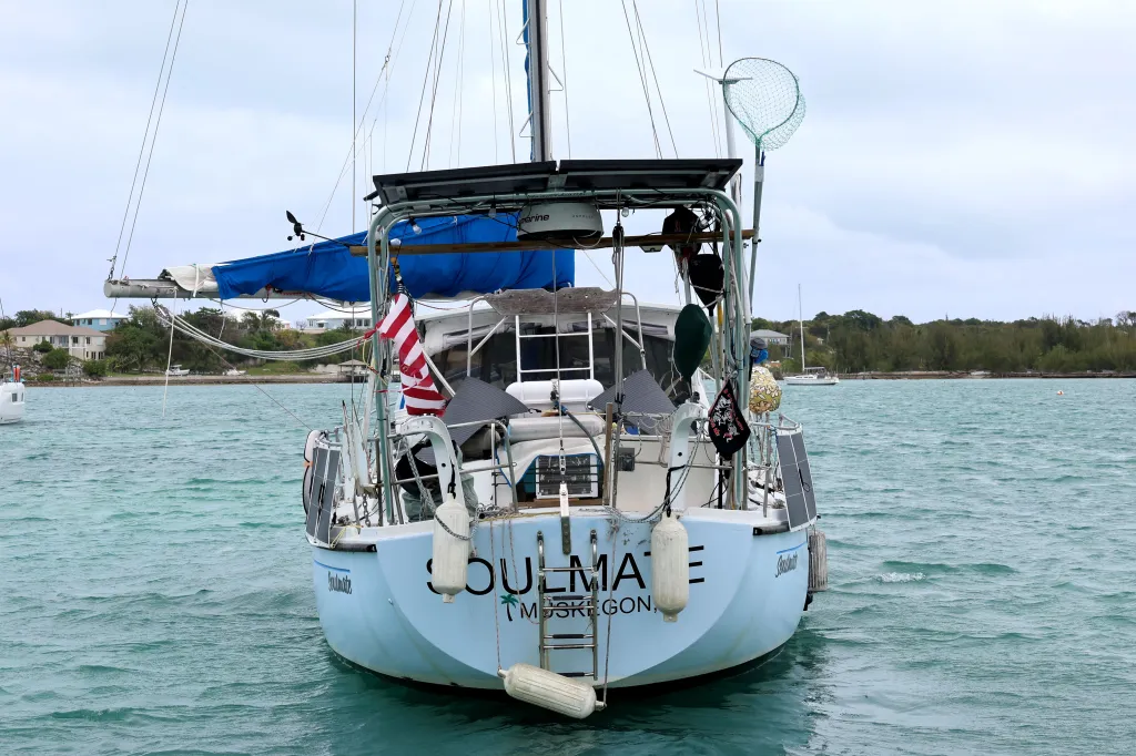 The Soulmate sailboat is moored at Marsh Harbour, Bahamas on April 16, 2025.