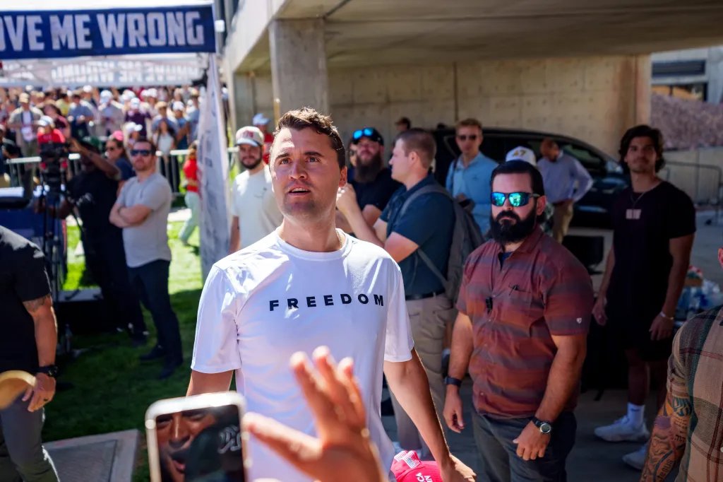 Charlie Kirk at Utah Valley University on his 