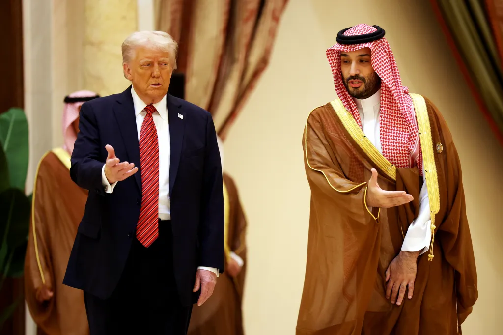 U.S. President Donald Trump and Saudi Crown Prince Mohammed bin Salman speaking at the Gulf Cooperation Council Leaders’ Summit.