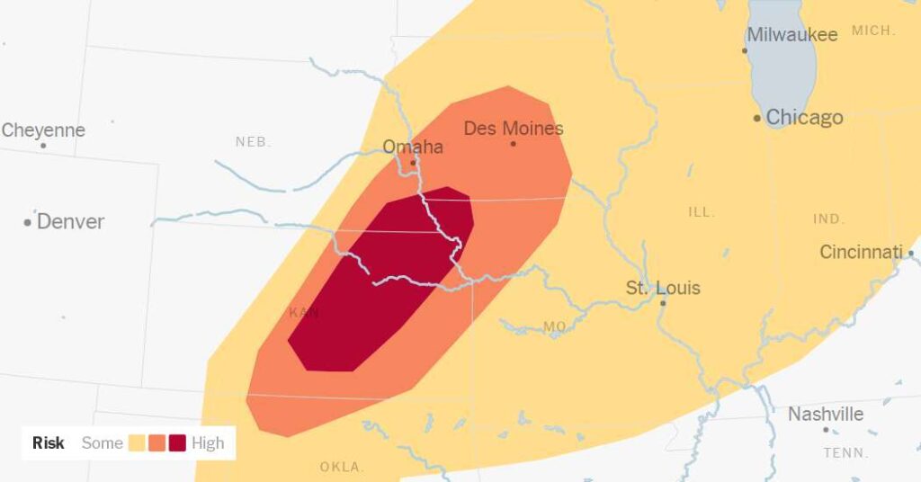 Tornadoes Reported in Kansas and Nebraska as Violent Storms Sweep the Midwest