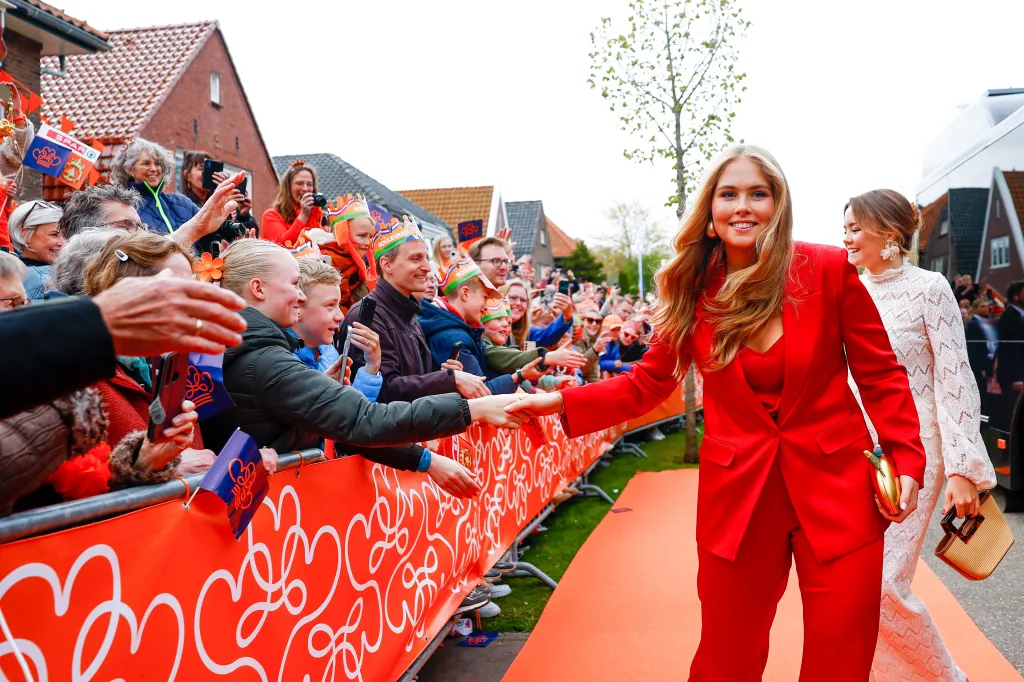 Crown Princess Amalia attends a King's Day celebration with her family on April, 27, 2026, in Dokkum, The Netherlands.