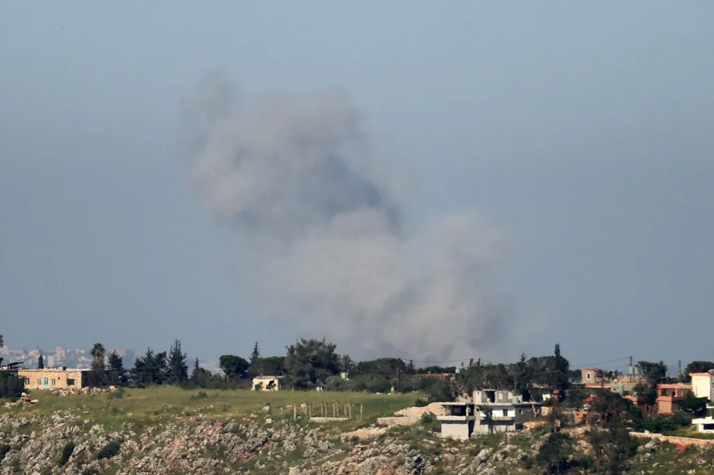 Smoke rises from an Israeli airstrike in Zawtar, Lebanon.