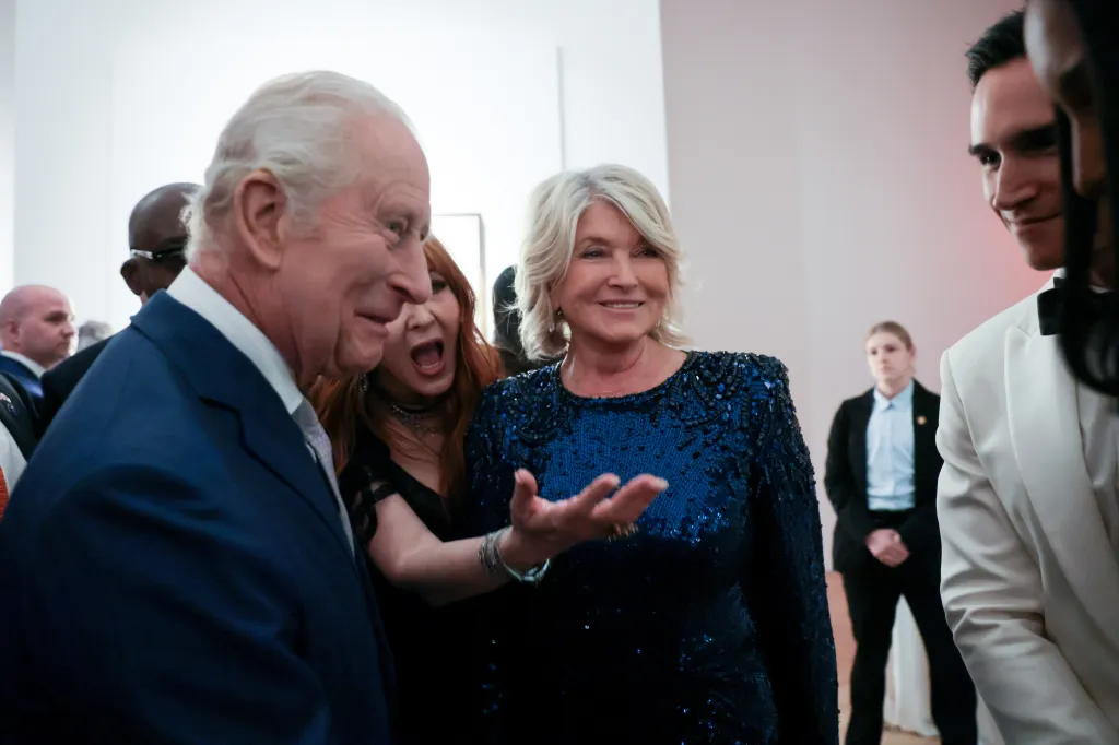 King Charles III, Charlotte Tilbury, and Martha Stewart at the King's Trust Global Gala at Rockefeller Center.