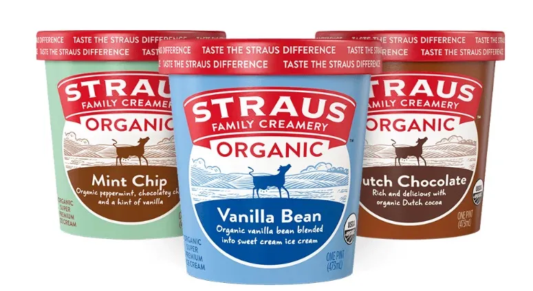 Straus Ice Cream cartons