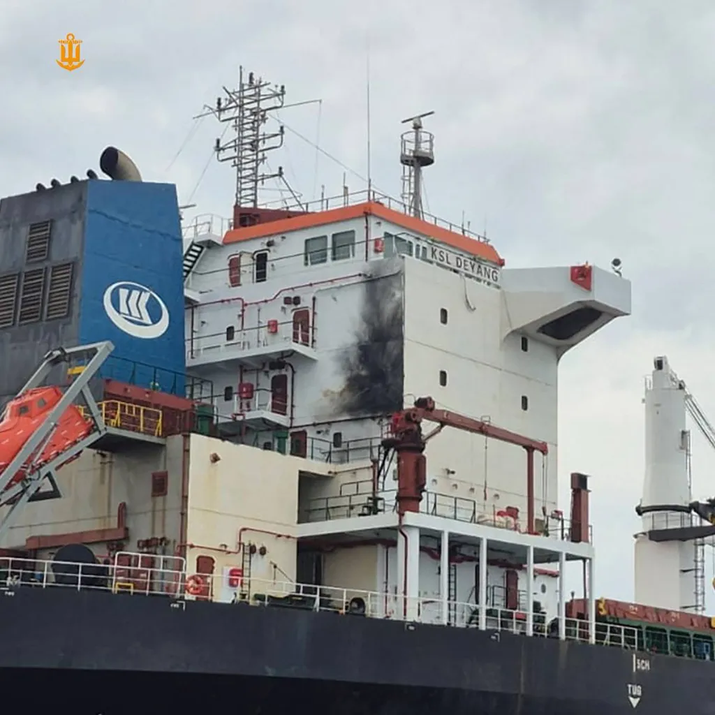 The KSL Deyang cargo ship, with 