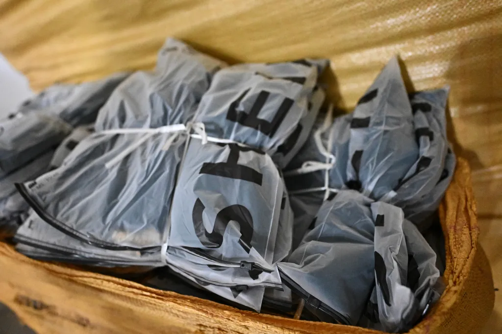 Packages from the Shein clothing retail company in a workshop.