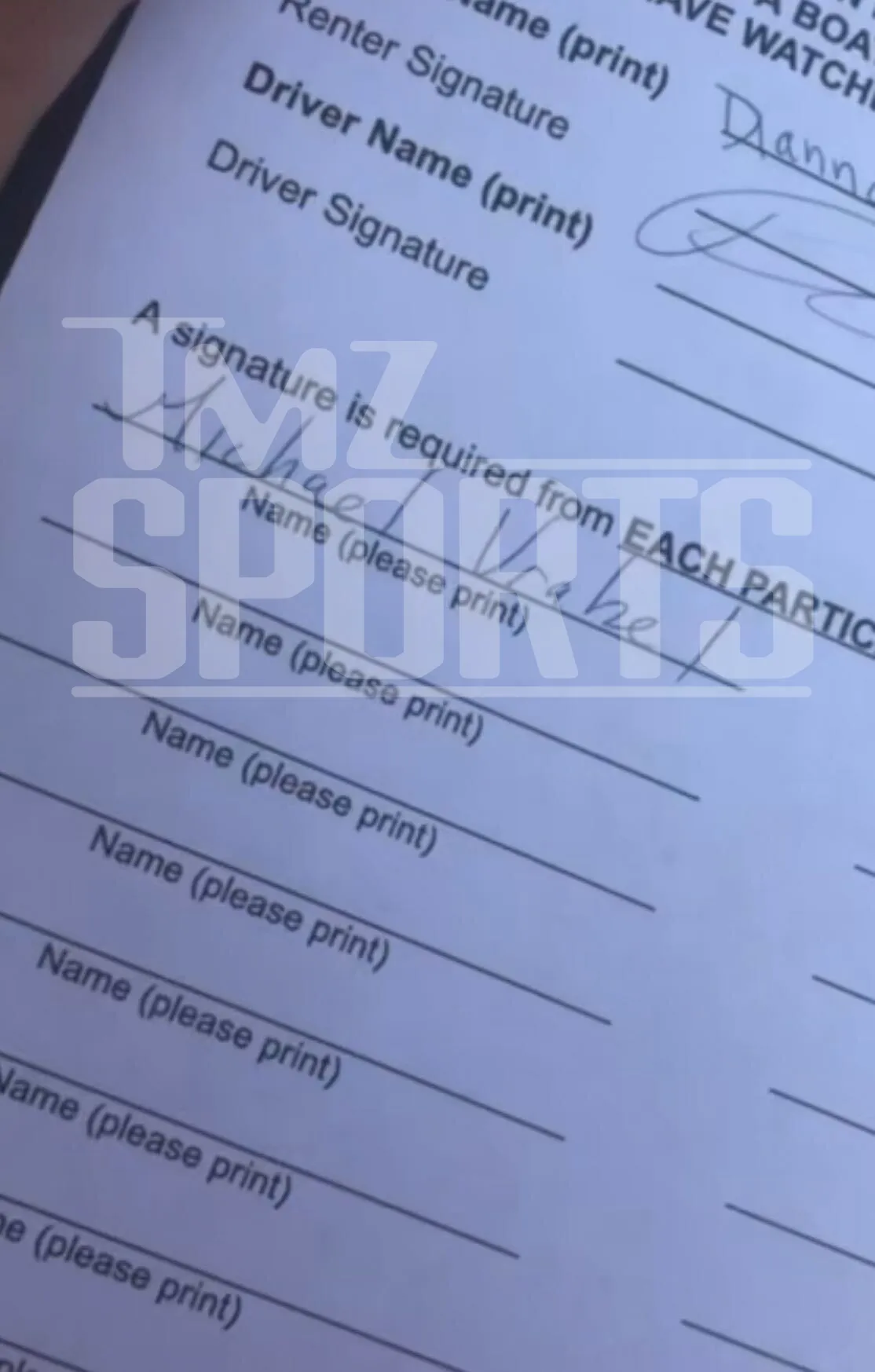 A white document showing the names 